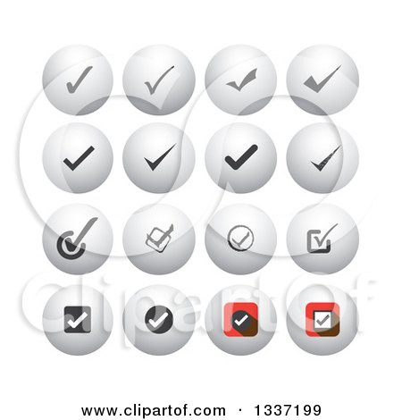 Clipart of Selection Tick Check Mark and Shaded Orb Round App Icon Button Design Elements - Royalty Free Vector Illustration by ColorMagic