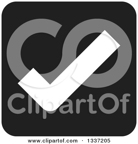 Clipart of a White Selection Tick Check Mark in a Black Square App Icon Button Design Element - Royalty Free Vector Illustration by ColorMagic