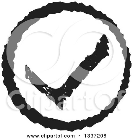 Clipart of a Distressed Black Selection Tick Check Mark App Icon Button Design Element 3 - Royalty Free Vector Illustration by ColorMagic