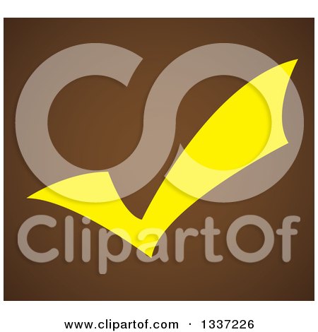 Clipart of a Yellow Selection Tick Check Mark over Brown App Icon Button Design Element - Royalty Free Vector Illustration by ColorMagic