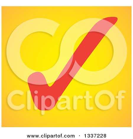 Clipart of a Red Selection Tick Check Mark over Yellow App Icon Button Design Element - Royalty Free Vector Illustration by ColorMagic