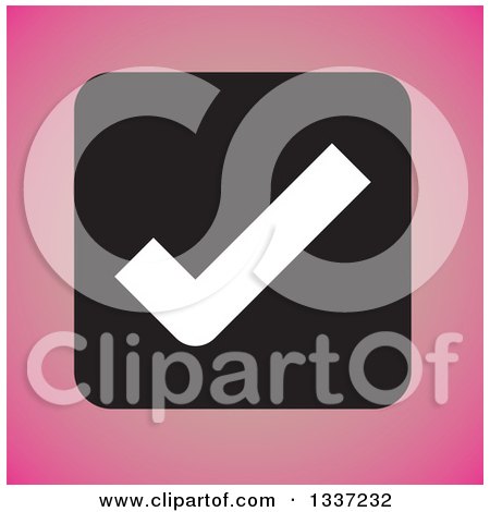 Clipart of a White Selection Tick Check Mark in a Black Square over Pink App Icon Button Design Element - Royalty Free Vector Illustration by ColorMagic
