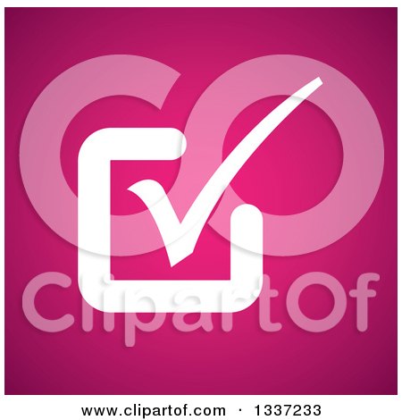 Clipart of a White Selection Tick Check Mark over Pink App Icon Button Design Element - Royalty Free Vector Illustration by ColorMagic