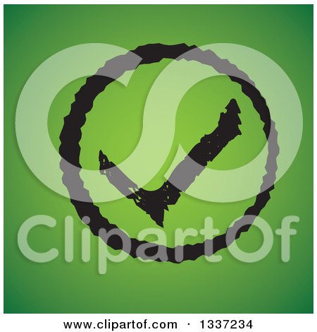 Clipart of a Distressed Grungy Selection Tick Check Mark in a Circle over Green App Icon Button Design Element - Royalty Free Vector Illustration by ColorMagic