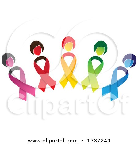 Clipart of an Arch Made of Colorful Cancer Awareness Ribbon Women - Royalty Free Vector Illustration by ColorMagic