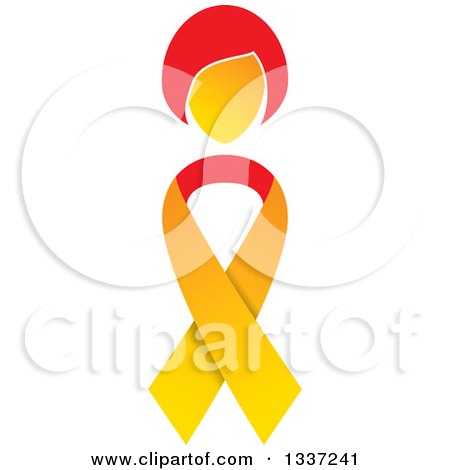 Clipart of a Yellow Orange and Red Kidney Cancer Awareness Ribbon with a Woman's Head - Royalty Free Vector Illustration by ColorMagic