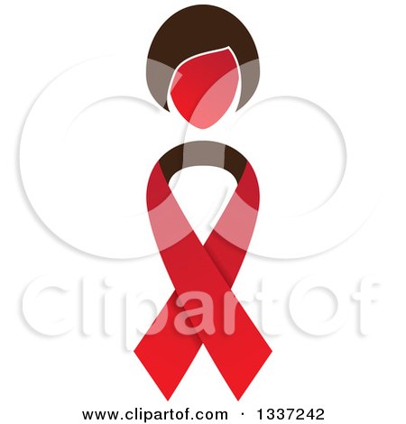 Clipart of a Red AIDS HIV Awareness Ribbon with a Woman's Head - Royalty Free Vector Illustration by ColorMagic