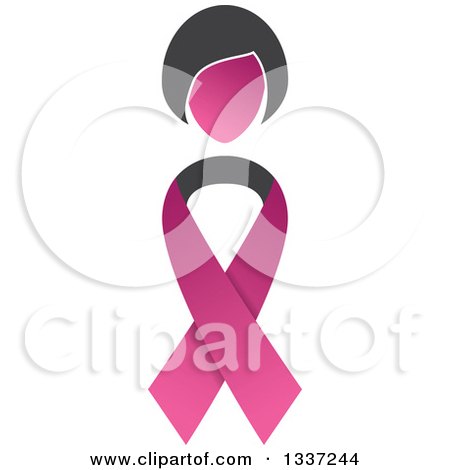 Clipart of a Pink Cancer Awareness Ribbon with a Woman's Head - Royalty Free Vector Illustration by ColorMagic