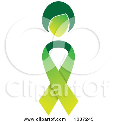 Clipart of a Green Kidney Cancer Awareness Ribbon with a Woman's Head - Royalty Free Vector Illustration by ColorMagic