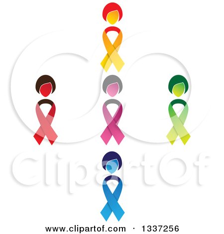Clipart of a Cross Made of Colorful Cancer Awareness Ribbon Women - Royalty Free Vector Illustration by ColorMagic