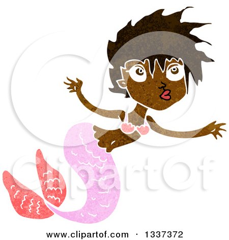 Clipart of a Textured Black Mermaid Swimming 5 - Royalty Free Vector Illustration by lineartestpilot
