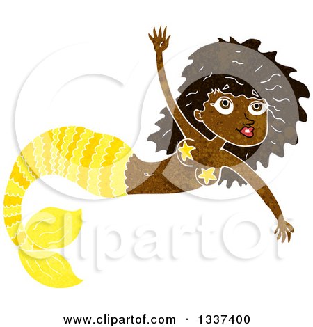 Clipart of a Textured Black Mermaid Swimming 4 - Royalty Free Vector Illustration by lineartestpilot