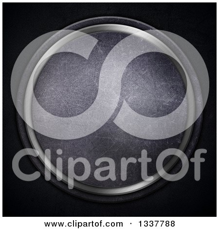 Clipart of a Scratched Round Concrete and Aluminum Frame on Black - Royalty Free Illustration by KJ Pargeter