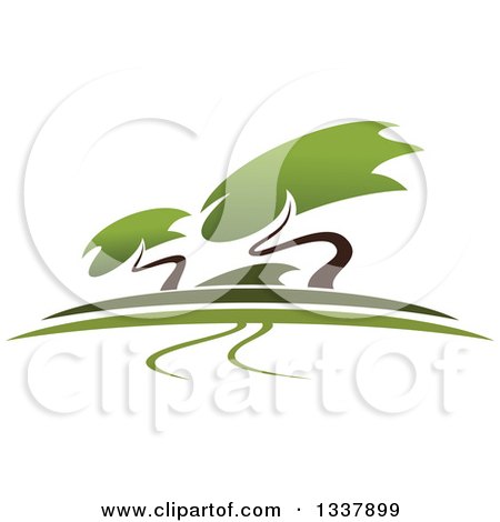 Clipart of a Bonsai Garden with a Path and Trees - Royalty Free Vector Illustration by Vector Tradition SM
