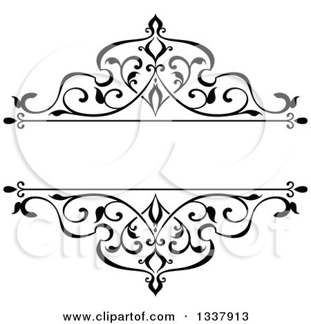 Clipart of a Black and White Ornate Vintage Floral Frame Design Element with Text Space 4 - Royalty Free Vector Illustration by Vector Tradition SM