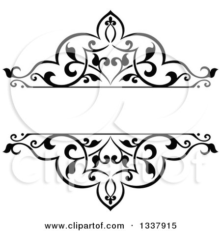 Clipart of a Black and White Ornate Vintage Floral Frame Design Element with Text Space 6 - Royalty Free Vector Illustration by Vector Tradition SM
