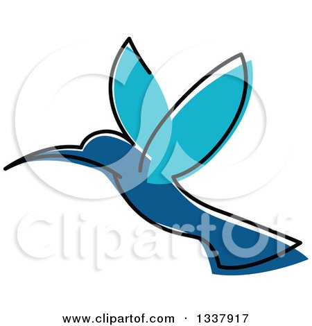 Clipart of a Sketched Blue Hummingbird - Royalty Free Vector Illustration by Vector Tradition SM