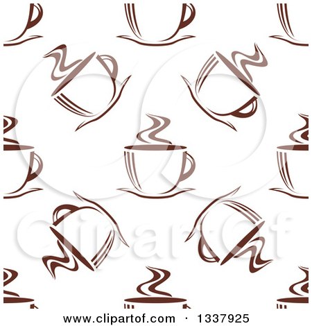 Clipart of a Seamless Background Pattern of Steamy Brown Coffee Cups 11 - Royalty Free Vector Illustration by Vector Tradition SM