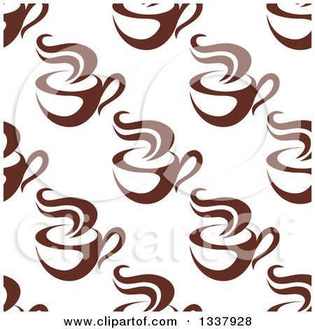 Clipart of a Seamless Background Pattern of Steamy Brown Coffee Cups 10 - Royalty Free Vector Illustration by Vector Tradition SM