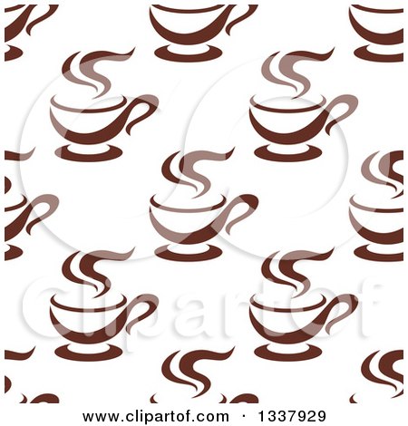 Clipart of a Seamless Background Pattern of Steamy Brown Coffee Cups 12 - Royalty Free Vector Illustration by Vector Tradition SM