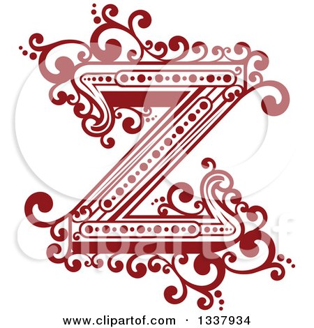 Clipart of a Retro Red Capital Letter Z with Flourishes - Royalty Free Vector Illustration by Vector Tradition SM