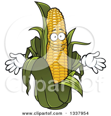 Clipart of a Cartoon Happy Corn Character - Royalty Free Vector Illustration by Vector Tradition SM