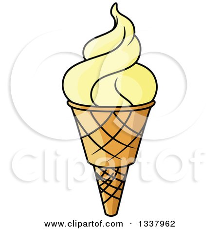 Clipart of a Cartoon French Vanilla Waffle Ice Cream Cone - Royalty Free Vector Illustration by Vector Tradition SM