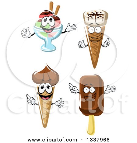 Clipart of Cartoon Frozen Treat Characters - Royalty Free Vector Illustration by Vector Tradition SM