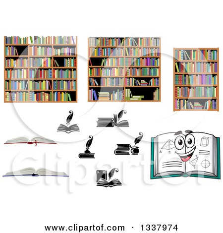 Clipart of Books and Shelves - Royalty Free Vector Illustration by Vector Tradition SM