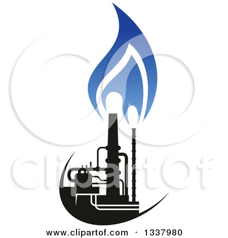 Clipart of a Black and Blue Natural Gas and Flame Design 19 - Royalty Free Vector Illustration by Vector Tradition SM