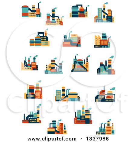 Clipart of Colorful Plant Factory Buildings 2 - Royalty Free Vector Illustration by Vector Tradition SM