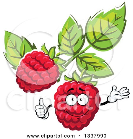 Clipart of a Cartoon Raspberry Character with Leaves - Royalty Free Vector Illustration by Vector Tradition SM