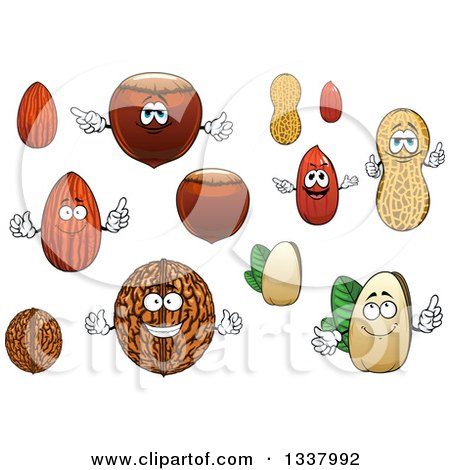 Clipart of Cartoon Nut Characters - Royalty Free Vector Illustration by Vector Tradition SM