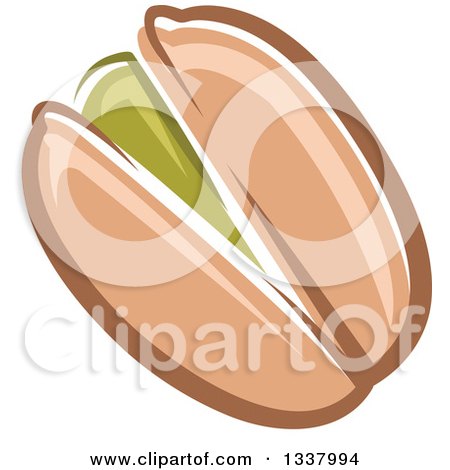 Clipart of a Cartoon Cracked Pistachio Nut - Royalty Free Vector Illustration by Vector Tradition SM