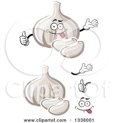 Clipart of a Cartoon Face, Hands and Garlic - Royalty Free Vector Illustration by Vector Tradition SM