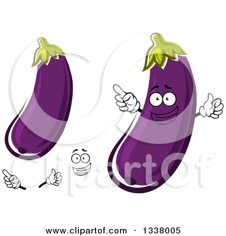 Clipart of a Cartoon Face Hands and Eggplants 2 - Royalty Free Vector Illustration by Vector Tradition SM