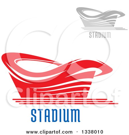 Clipart of Gray and Red Sports Stadium Buildings with Text - Royalty Free Vector Illustration by Vector Tradition SM