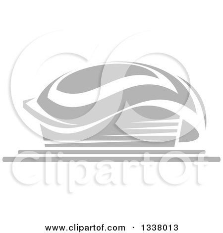 Clipart of a Grayscale Sports Stadium Building 2 - Royalty Free Vector Illustration by Vector Tradition SM