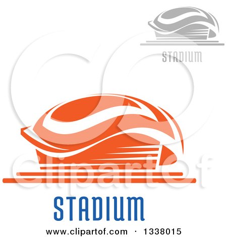 Clipart of Gray and Orange Sports Stadium Buildings with Text - Royalty Free Vector Illustration by Vector Tradition SM