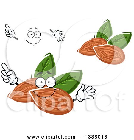 Clipart of a Cartoon Face, Hands and Almonds - Royalty Free Vector Illustration by Vector Tradition SM