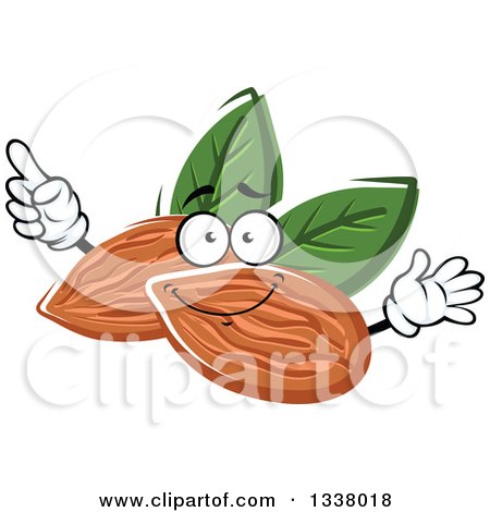 Clipart of a Cartoon Almonds with Leaves Character - Royalty Free Vector Illustration by Vector Tradition SM