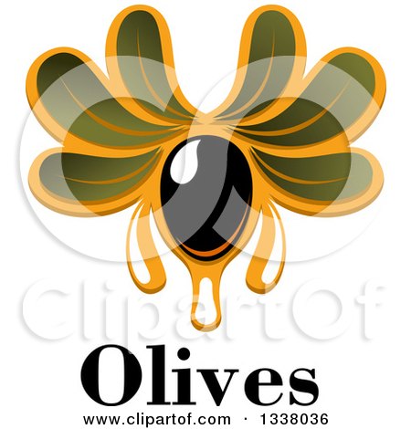 Clipart of a Dripping Black Olive and Text - Royalty Free Vector Illustration by Vector Tradition SM