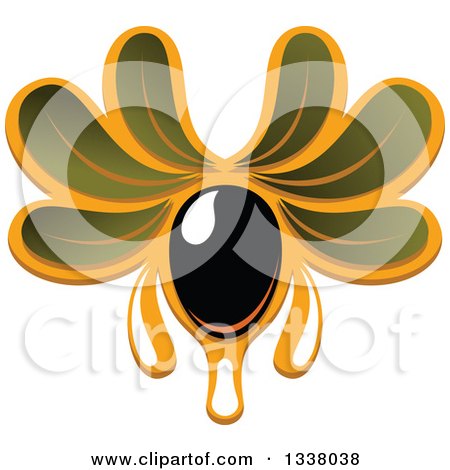 Clipart of a Black Olives with Dripping Oil and Leaves 4 - Royalty Free Vector Illustration by Vector Tradition SM