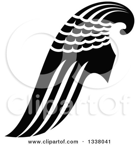 Clipart of a Black and White Feathered Wing 22 - Royalty Free Vector Illustration by Vector Tradition SM