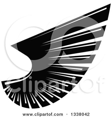 Clipart of a Black and White Feathered Wing 27 - Royalty Free Vector Illustration by Vector Tradition SM
