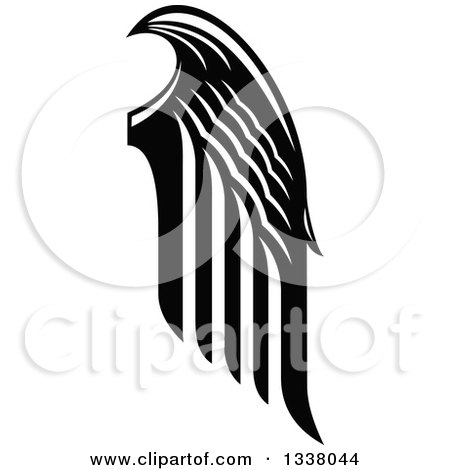 Clipart of a Black and White Feathered Wing 29 - Royalty Free Vector Illustration by Vector Tradition SM