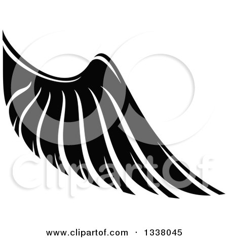 Clipart of a Black and White Feathered Wing 30 - Royalty Free Vector Illustration by Vector Tradition SM