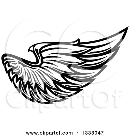 Clipart of a Black and White Feathered Wing 26 - Royalty Free Vector Illustration by Vector Tradition SM
