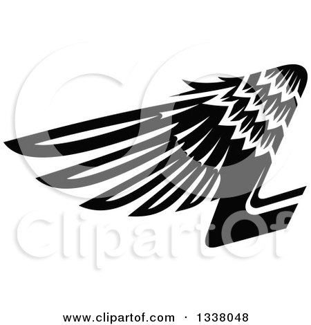 Clipart of a Black and White Feathered Wing 23 - Royalty Free Vector Illustration by Vector Tradition SM