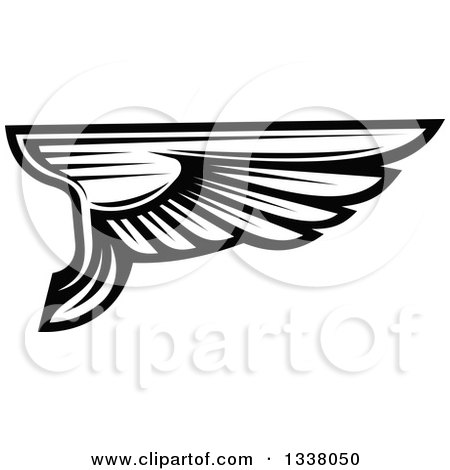 Clipart of a Black and White Feathered Wing 36 - Royalty Free Vector Illustration by Vector Tradition SM